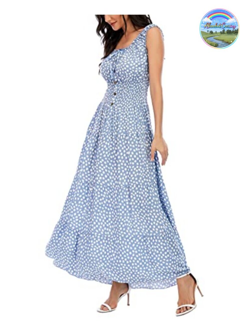Boho Floral Print Tiered Flowy Maxi Dress Sleeveless Scoop Neck
